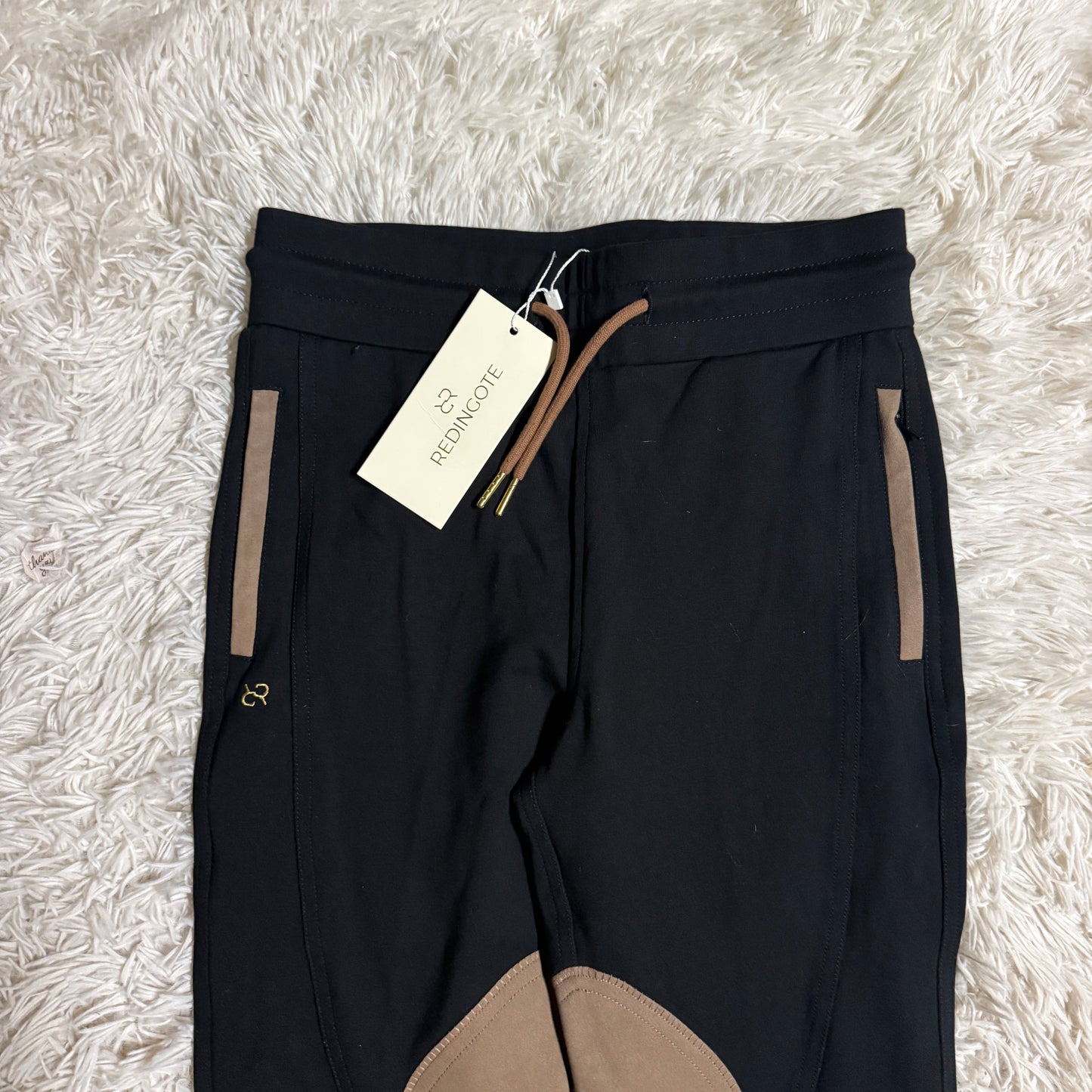 New Women’s Small Black Redingote Knee Patch Horseback Riding Jogger Breeches