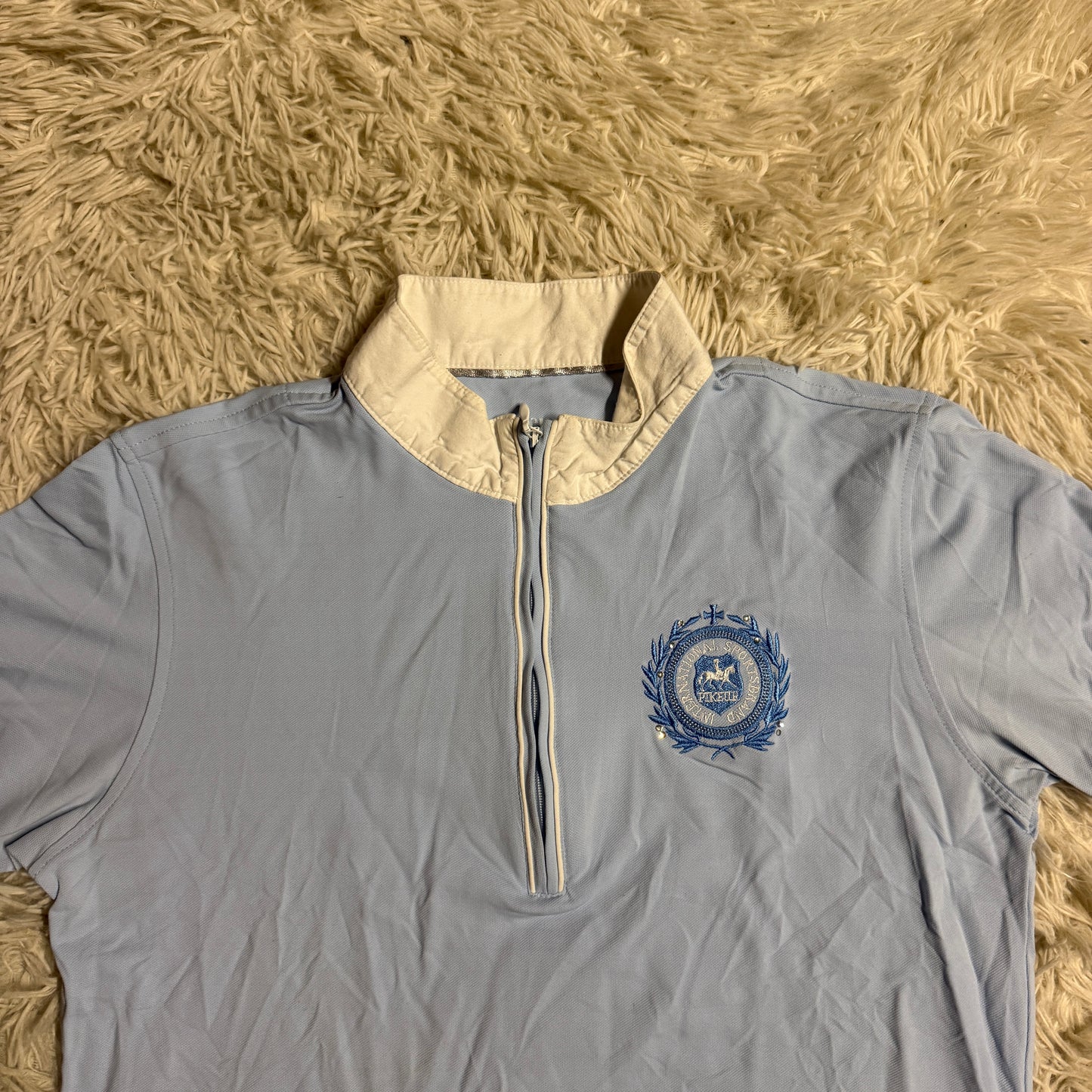 Women’s Small (GER 36) Blue Pikeur Short Sleeve Horseback Riding Shirt