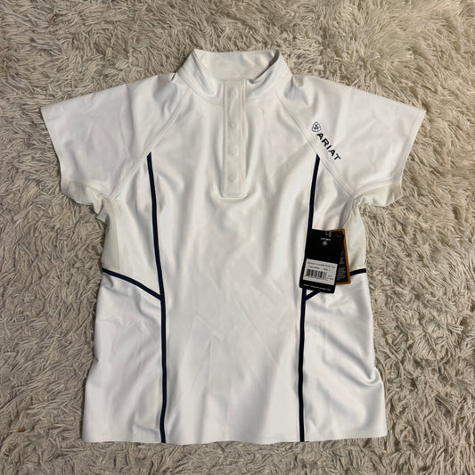 New Women’s Large White Ariat Arcadia Short Sleeve Horseback Riding Show Shirt