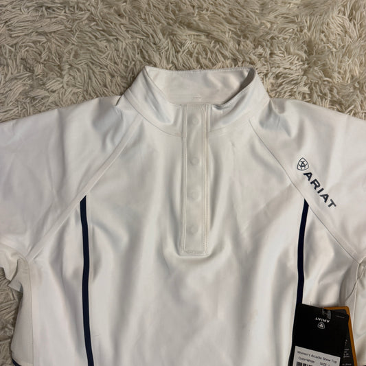 New Women’s Large White Ariat Arcadia Short Sleeve Horseback Riding Show Shirt