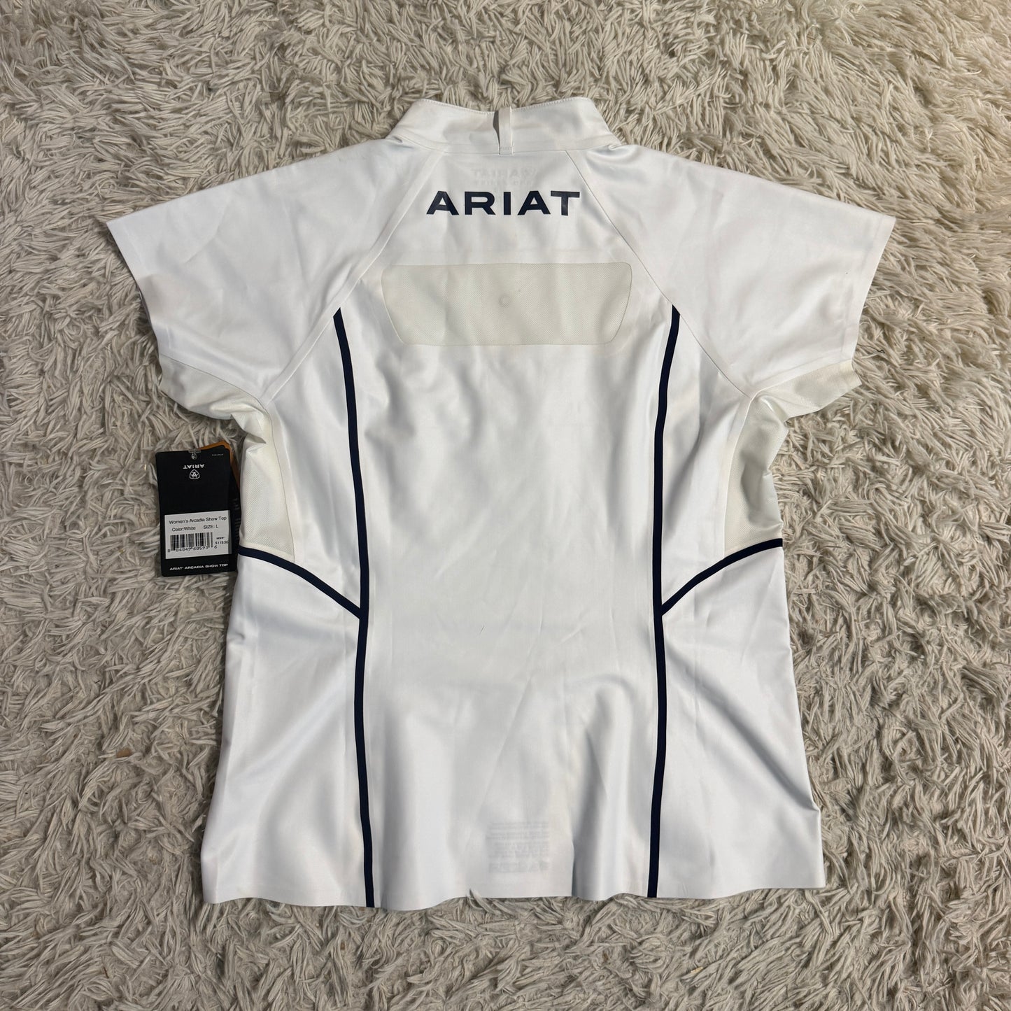 New Women’s Large White Ariat Arcadia Short Sleeve Horseback Riding Show Shirt