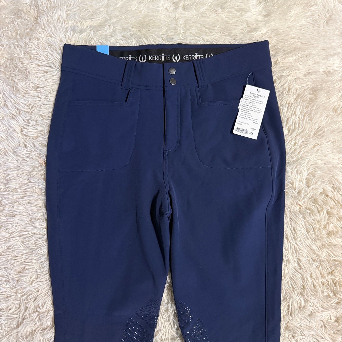 New Women’s XL Navy Kerrits Knee Patch Horseback Riding Winter Breeches