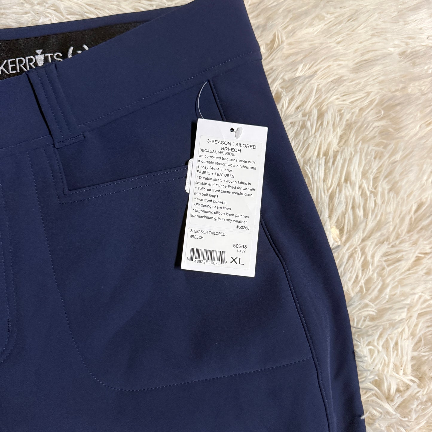 New Women’s XL Navy Kerrits Knee Patch Horseback Riding Winter Breeches