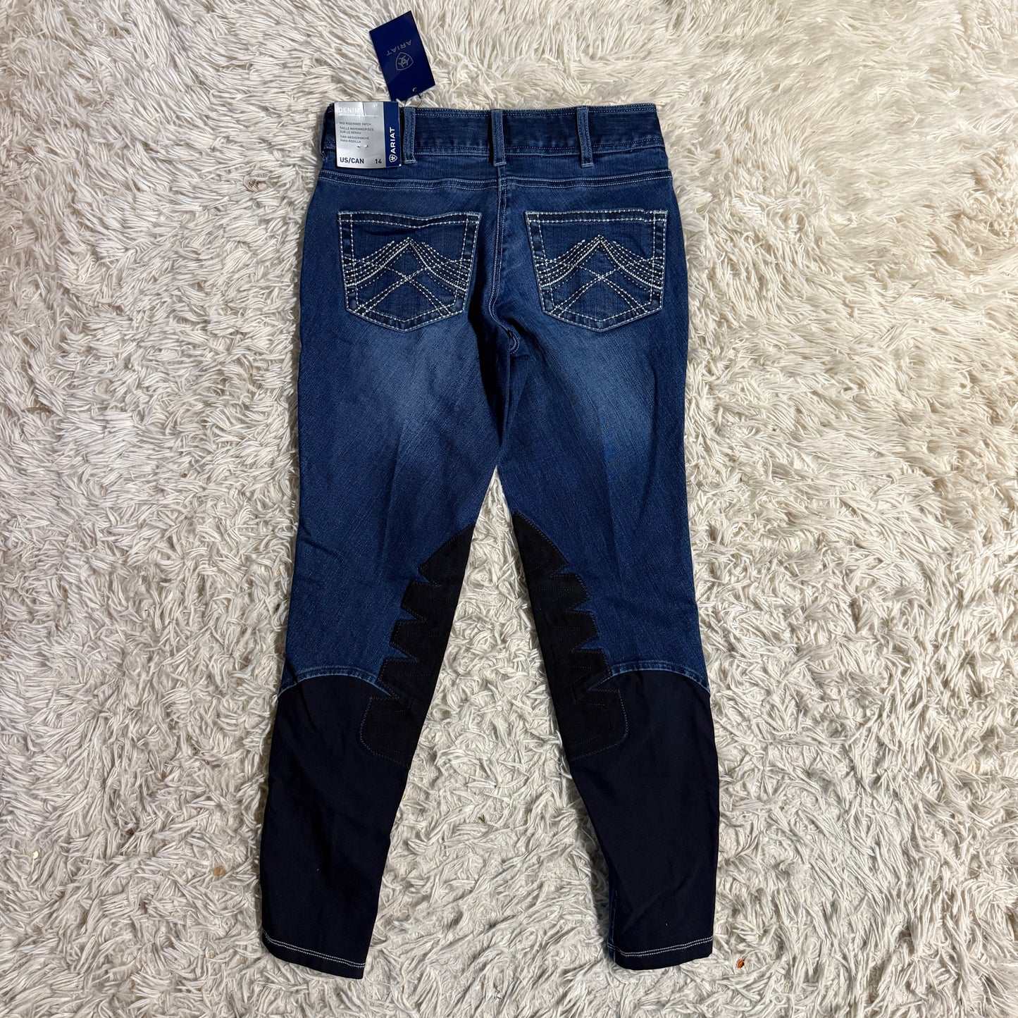 New Child’s 14R Denim Ariat Whipstitch Knee Patch Horseback Riding Breeches