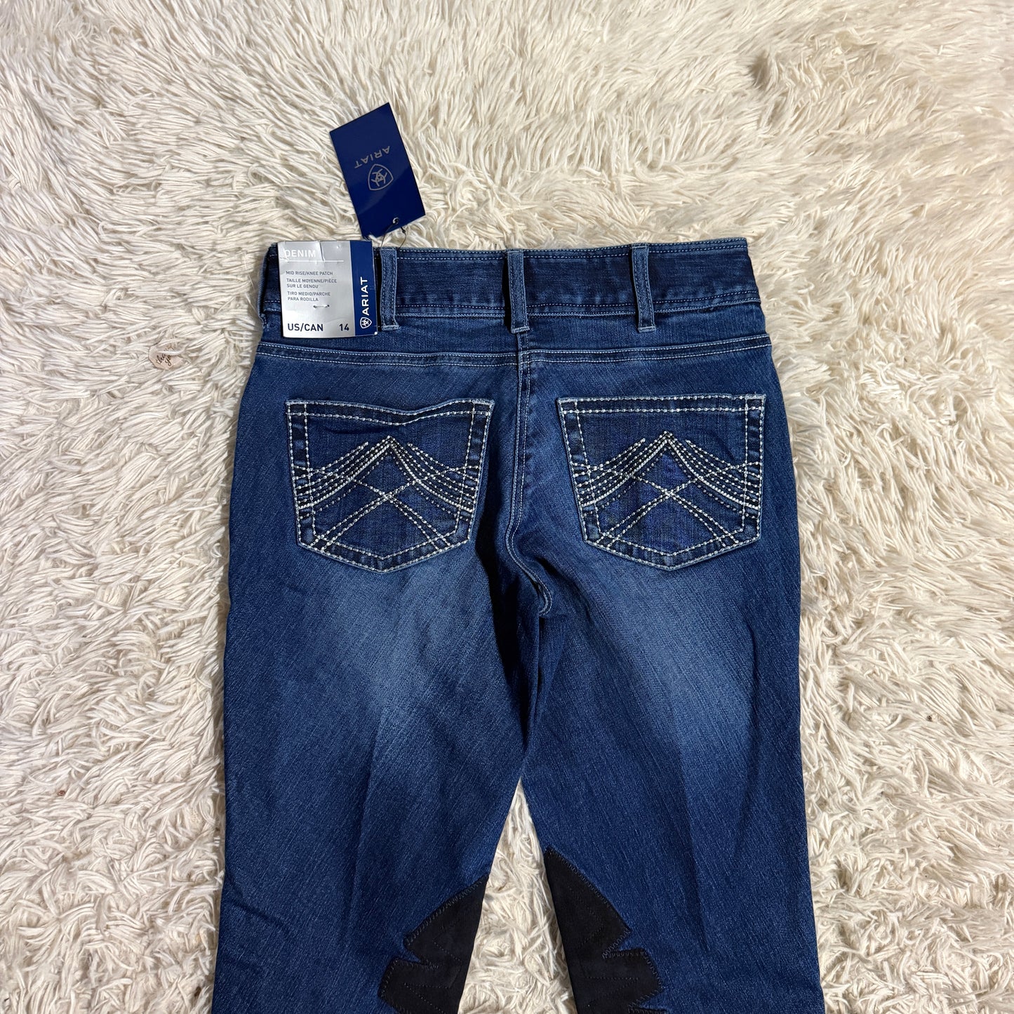 New Child’s 14R Denim Ariat Whipstitch Knee Patch Horseback Riding Breeches