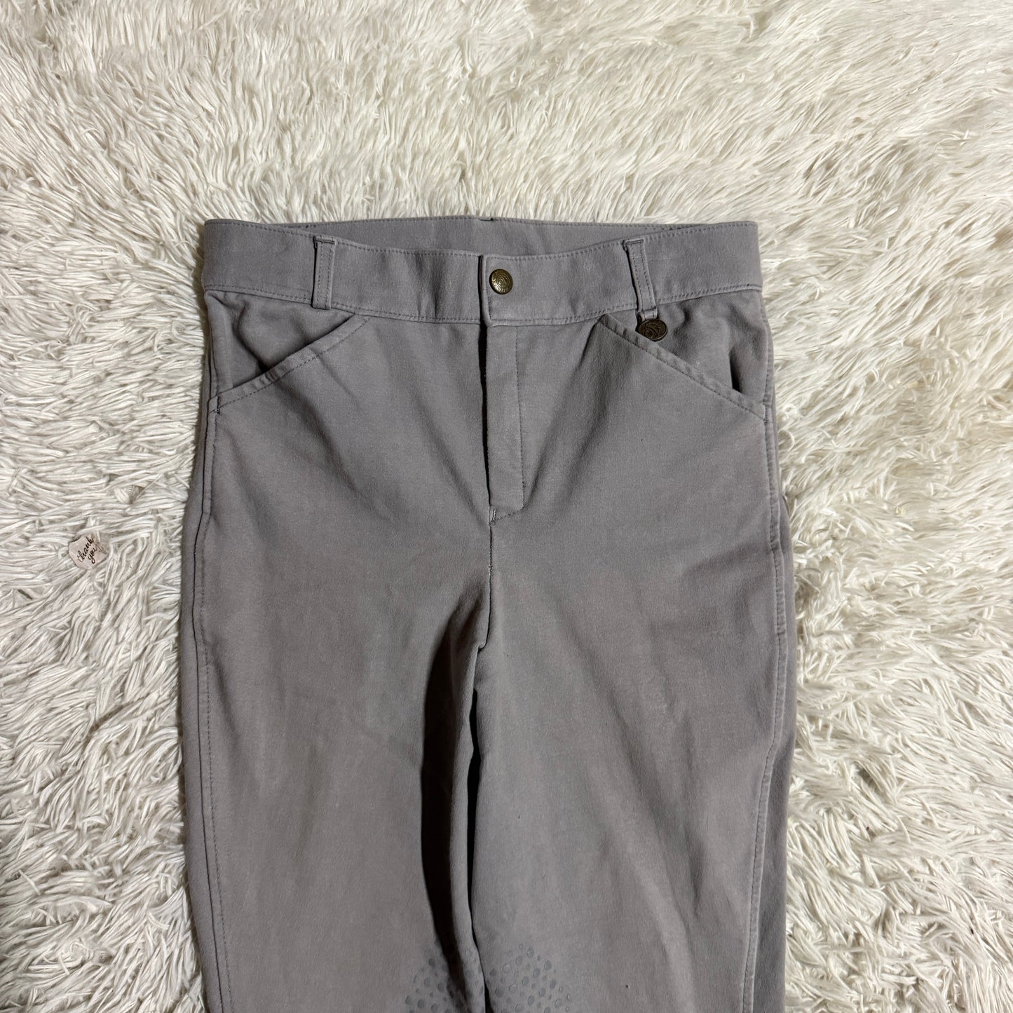 Child’s Size 18R Grey Ovation Knee Patch Horseback Riding Breeches