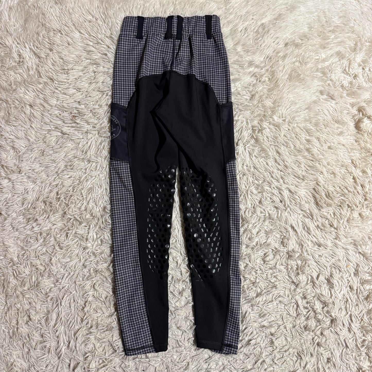 Women XS Black Pattern Equeistress Atelier Knee Patch Horseback Riding Tights