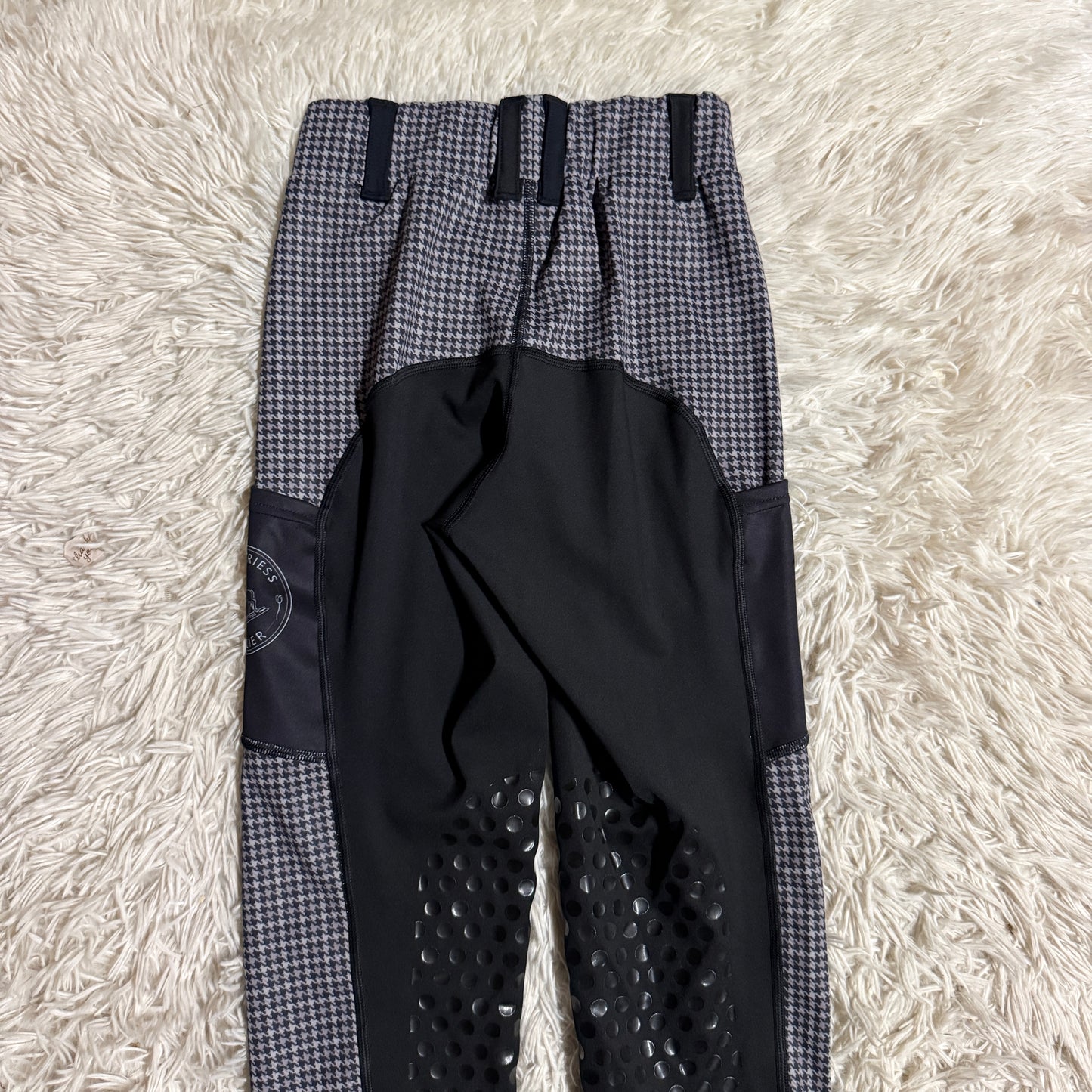 Women XS Black Pattern Equeistress Atelier Knee Patch Horseback Riding Tights