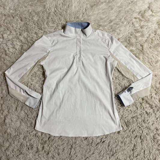Women’s Large White RJ Classics Long Sleeve Horseback Riding Show Shirt
